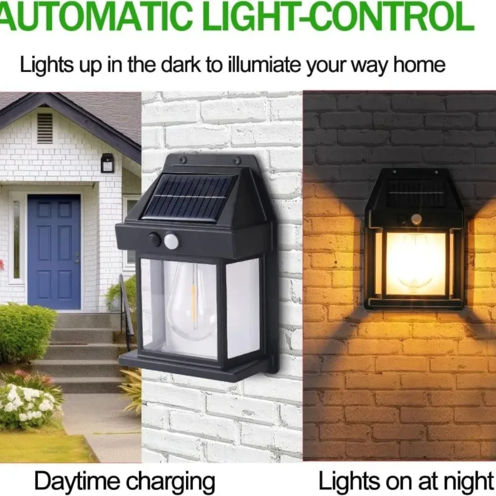 Solar-Powered Waterproof LED Wall Light with Sensor