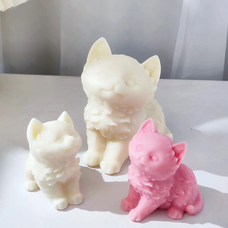 

SZ854 Large 4.65inch Raising Head Cat Candle Soap Silicone Mold Handmade Household Ornament Mould