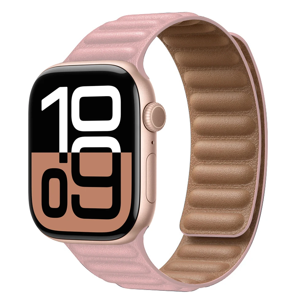 Premium Leather Magnetic Loop Watch Band Strap - Elegant Bracelet Design