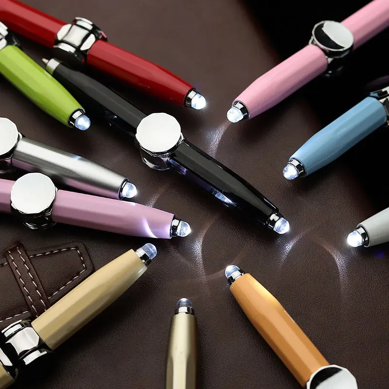 Decompression Pen Fingertip Gyro Pen Creative Metal Decompression Finger Gyro LED Light Rotating Multi-function