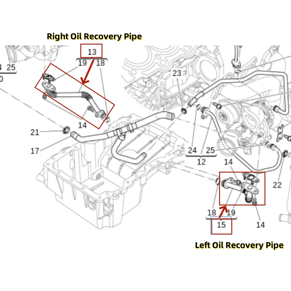 Left or Right Oil Recovery Line For Maserati Ghibli Levante Quattroporte M156 282369 282368