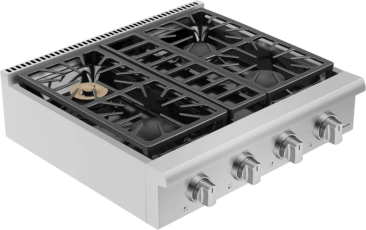 Slide-in Natural Gas Rangetop with 4 Deep Recessed Sealed Ultra High-Low Burners-Heavy Duty Continuous Grates in S