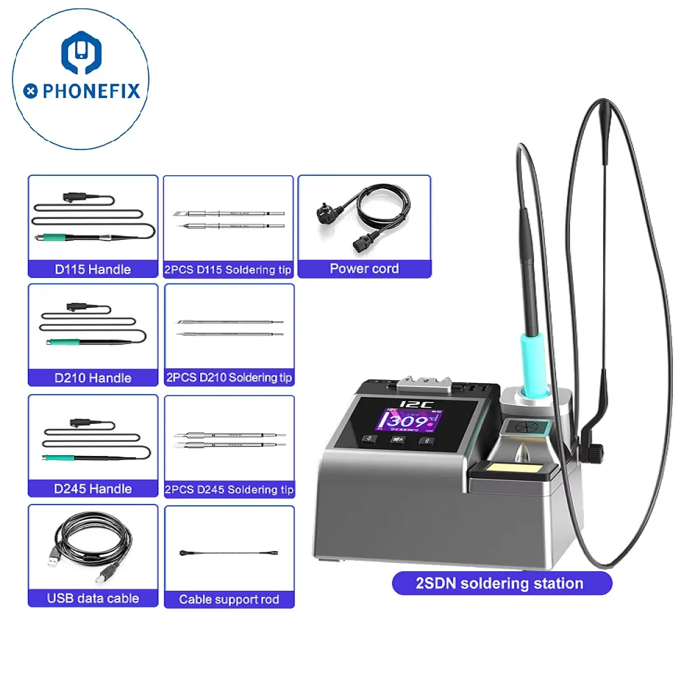 كاوية لحام i2C 2SDN (الباقة الفاخرة) – 3 أيادي (D115/D210/D245) شاملة 6 سنون 7