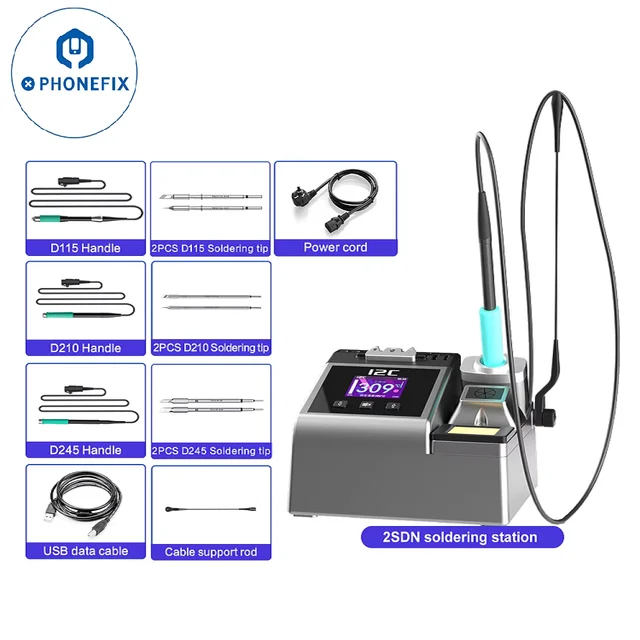 كاوية لحام i2C 2SDN (الباقة الفاخرة) – 3 أيادي (D115/D210/D245) شاملة 6 سنون 7