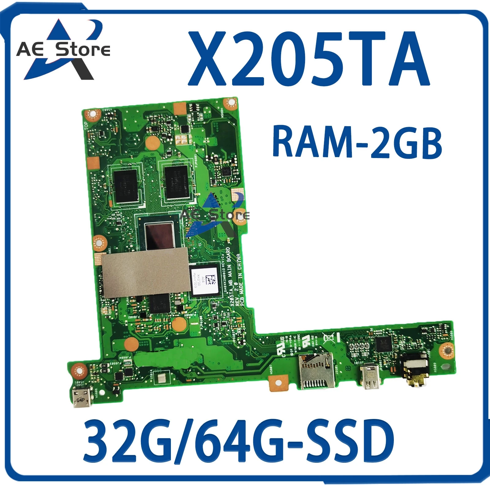 Материнская плата X205TA для ноутбуков ASUS EeeBook X205 X205T X205TAW Z3735F 2GB-RAM 32 ГБ/64 ГБ-SSD