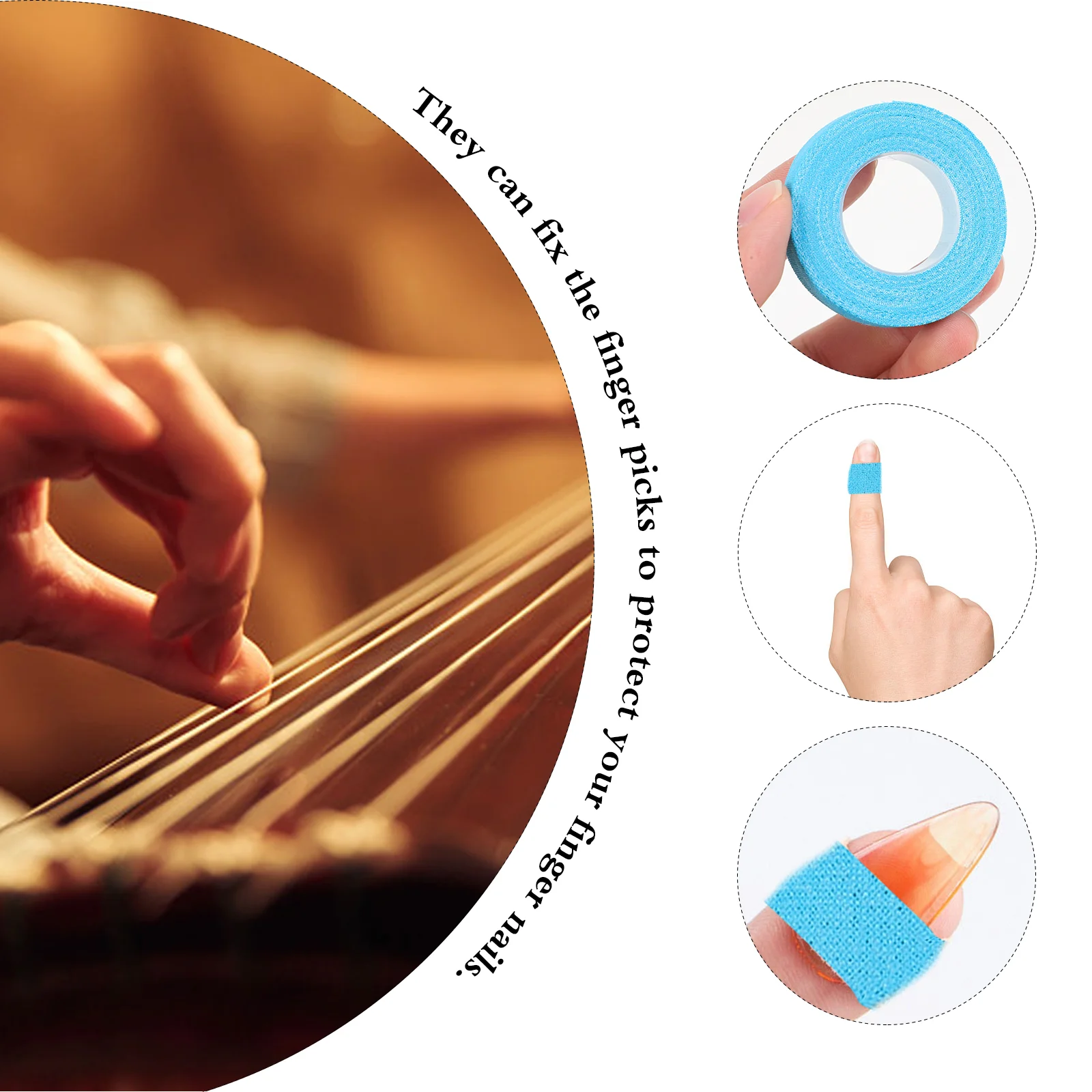 10 Rolls 5m Nail Tape Guzheng Finger Adhesive Gloves Breathable Chinese Zither Tapes Vegetable Gum Child for Kids