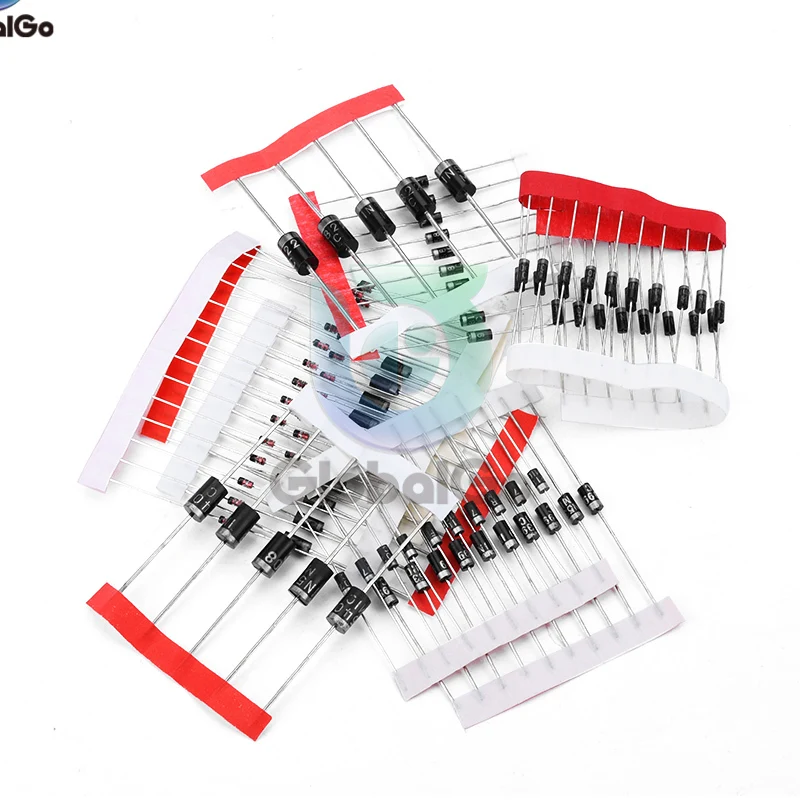 

Electronic Components Package Diode Assorted Kit 1N4148 1N4007 1N5819 1N5399 1N5408 1N5822 FR107 FR207 8values=100pcs