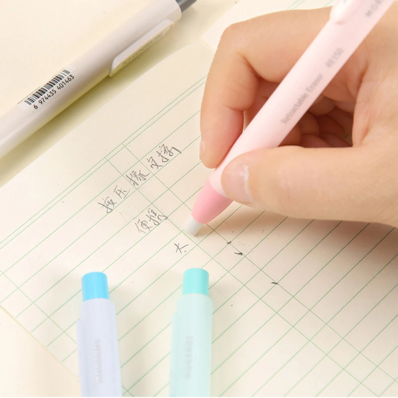 KHINSUN Retractable Press Pencil Eraser Artist Drawing Sketch Rubber for Kids School Student Eraser Pen With Refill 2