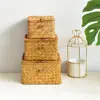 Rattan Weaving Wicker Shelf Baskets New Lid Rectangular Bin Handwoven Home Organizer Bedroom 2