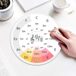 Guitar Music Theory Key Signatures Non - Slip Round Mouse Pad - 8.6 Gaming Desktop Accessory (White - 22X22cm)