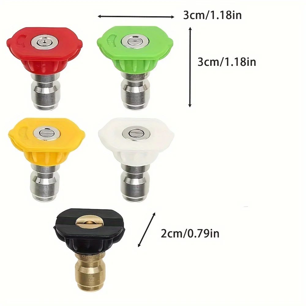 High pressure car wash gun five speed adjustable adapter made of brass material 1/4 quick connector with 7 color nozzles 6