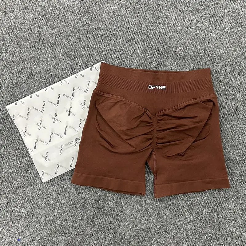 Summer Women's Shorts Stretch High-waisted Peach Tight Fitness Breathable Yoga Sports Wear Body Showing Five Quarter Pants