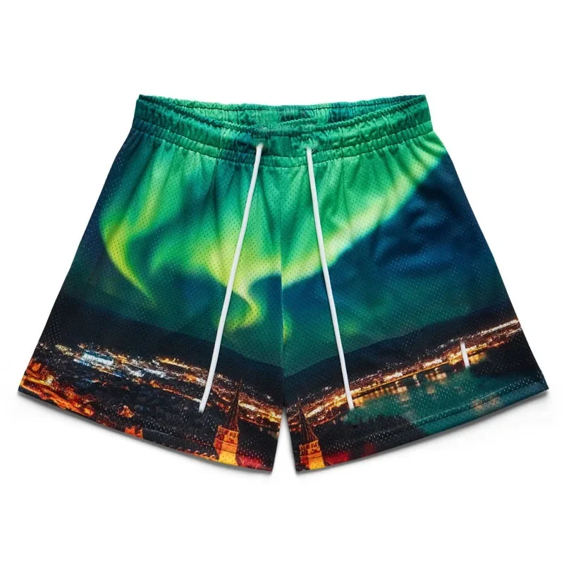 Casual American Style Men's Fitness Shorts Breathable Loose Mesh Knee-Length Couple's Cross-Border Shorts Sporty Leisure Pants