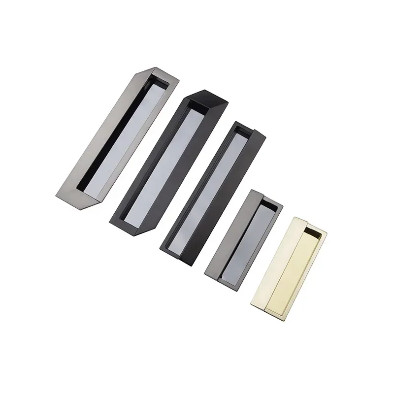 Modern Zinc Alloy Hidden Drawer Handles Conceal Recessed Built-in Pulls Door Cabinet Slides Furniture Hardware