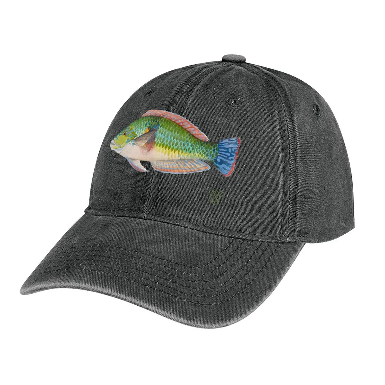 

Green Parrot Fish Cowboy Hat Beach Outing Custom Cap Golf Wear Female Men's
