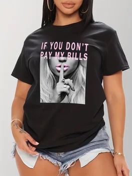 Shut Up Print T-Shirt, Short Sleeve Crew Neck Casual Top For Summer & Spring, Women's Clothing 1