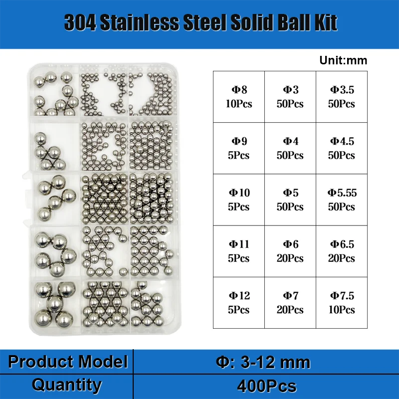 Stainless Steel Miniature Smooth Balls 304 Dia 2-12mm Steel Ball Bearing Swivel Precision Bicycle Cycling Hunting Slingshot Kit