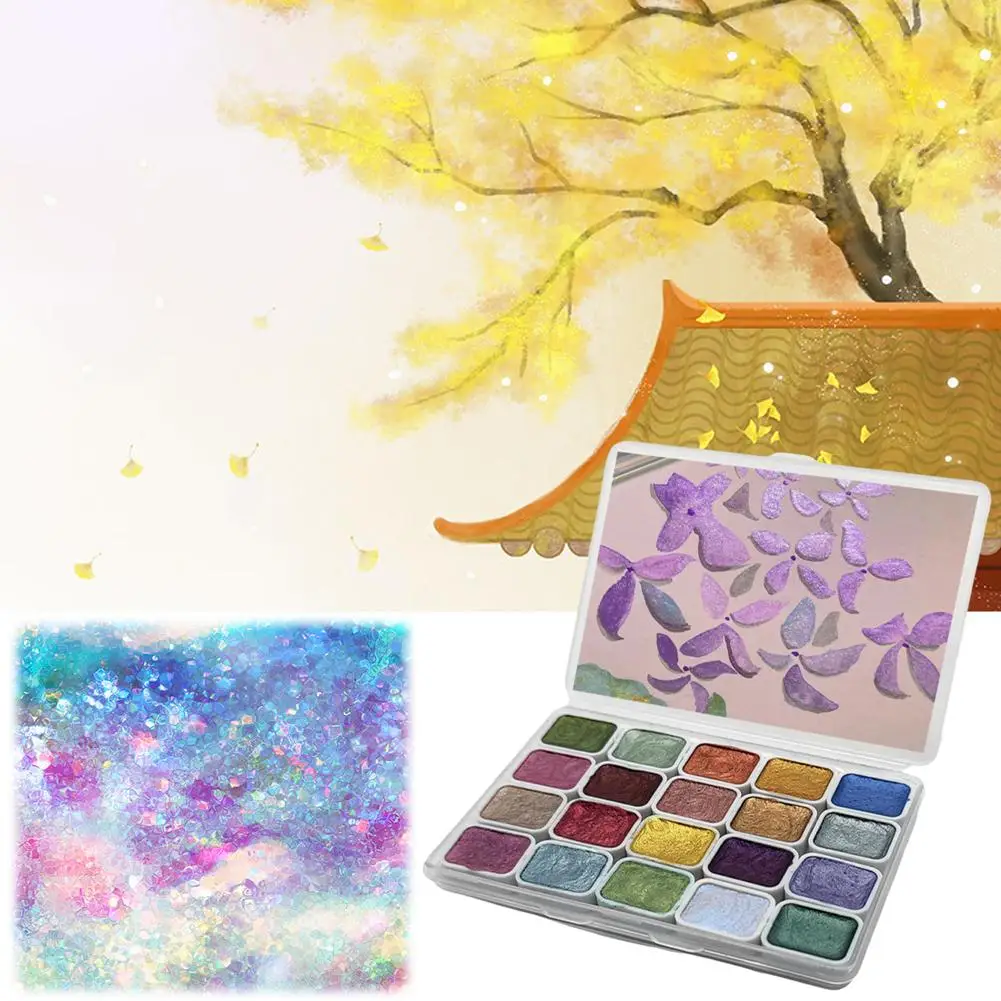 20/60 Color Solid Watercolor Paint Set Glitter Pearlescent Watercolor Pigment for Drawing Art Metal Painting