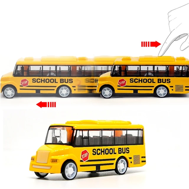1PC Kids Baby Diecast School Bus Toys Yellow Pull-Back Bus Vehicle Models for Boys Birthday Gifts Children Mini Car Toys 1