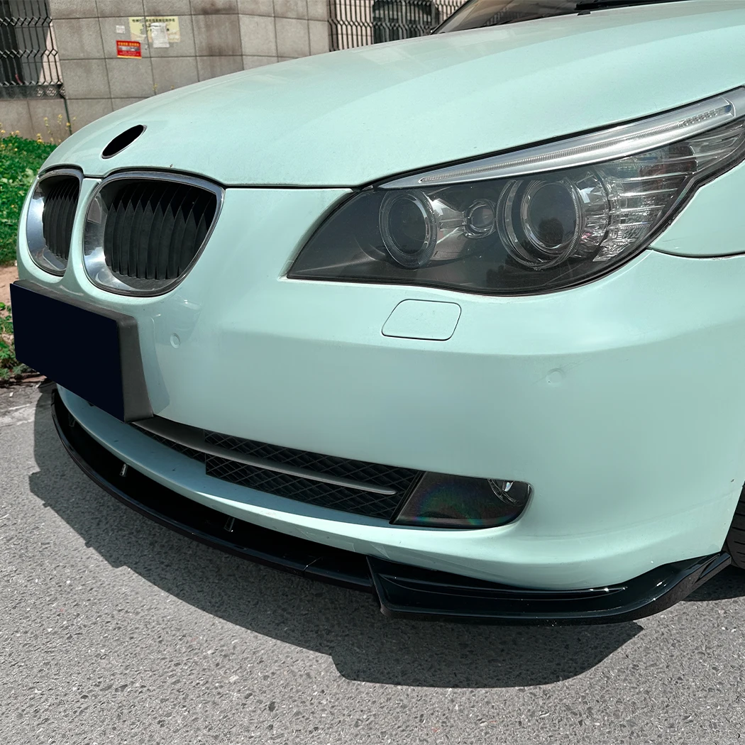 H-Style Front Bumper Lip Spoiler For BMW E60 5 Series LCI (2008-2010) - Unpainted Black PU