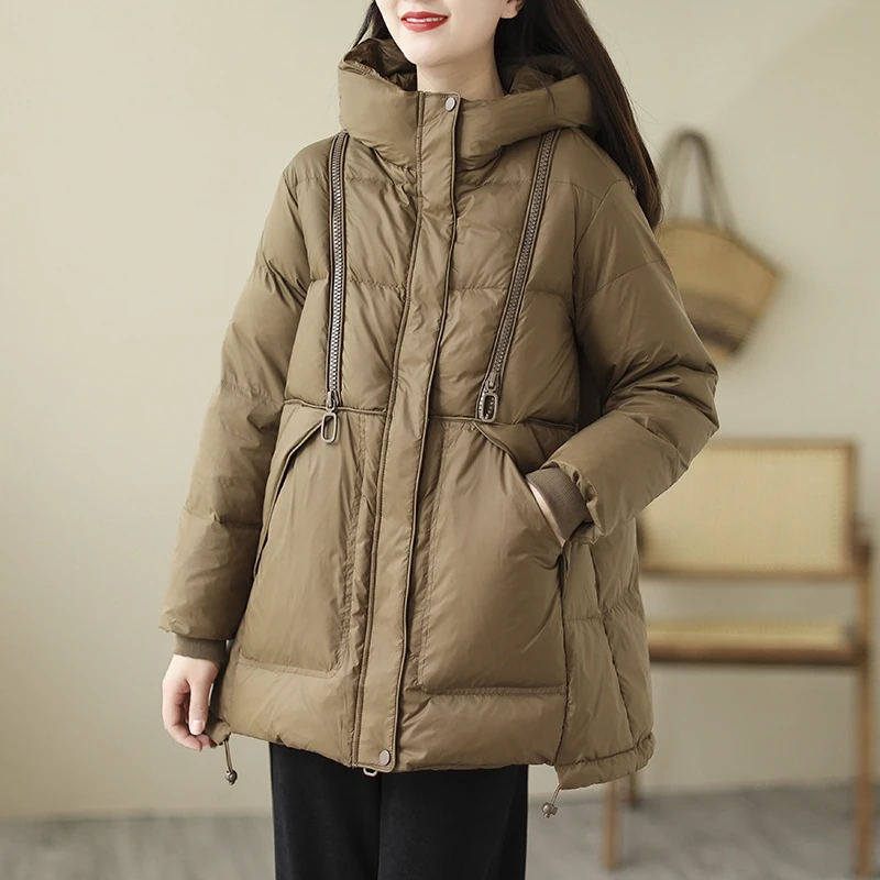 New 2023 Winter Fashion Parkas Womens Warm Loose Duck Down Jackets