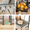 JAMFLY Bakers Rack with Power Outlet, Microwave Stand, kitchen Storage Shelf with 6 Hooks, Coffee Bar Station with Wire Basket, 4