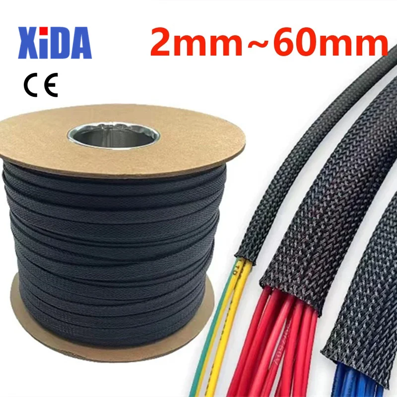 225FWY 25 Feet 3/8" Red Expandable Braided Cable Sleeving - PET Loom Tubing ET38.25RD
