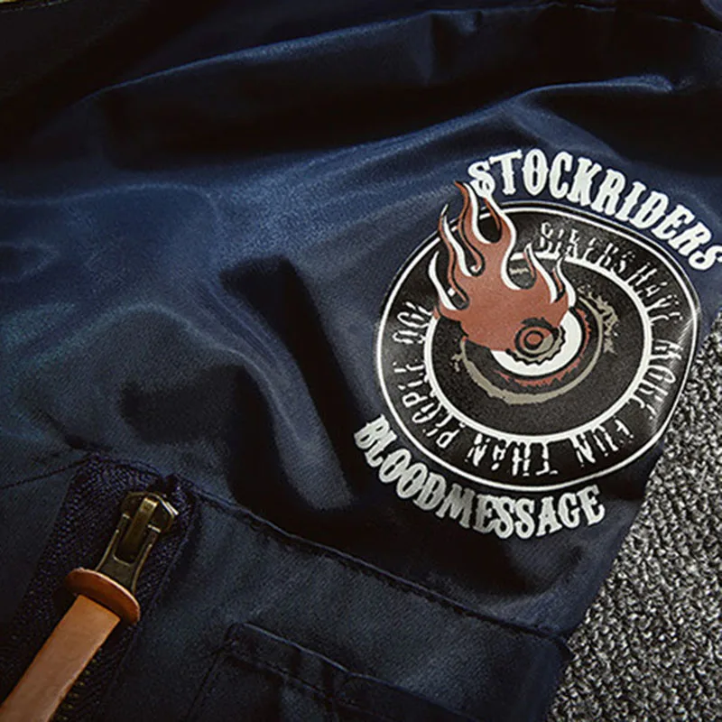 Motorcycle Luxury Bomber New Stockriders Trench Jackets Men Big Size Baseball Skull Jacket Men Pilot Windbreaker Jackets M-3XL