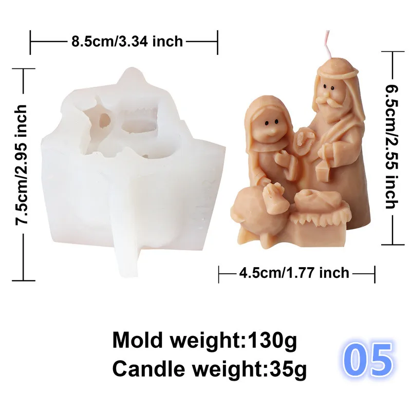 Elegant Holy Family Nativity Candle Mold
