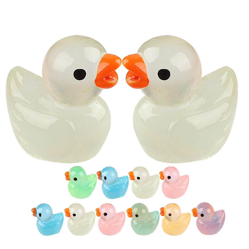 

12 Pcs Mini Duck Ornaments Tiny Miniature Ducks Statues Three-dimensional Animal Decor Resin Animals Figurines