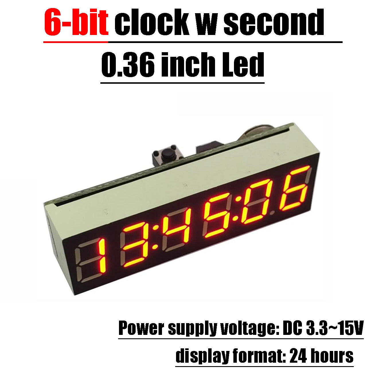 

0.36 inch 6-bit Clock LED Digital Electronic Clock W second display Module power off memory Brightness adjustment dc 5V 12V