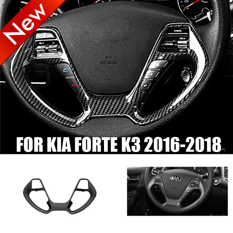 

Black DX Carbon Fiber Inner Steering Wheel Strip Cover Trim For Kia Forte K3 2016-2018 Automotive Interior Stickers