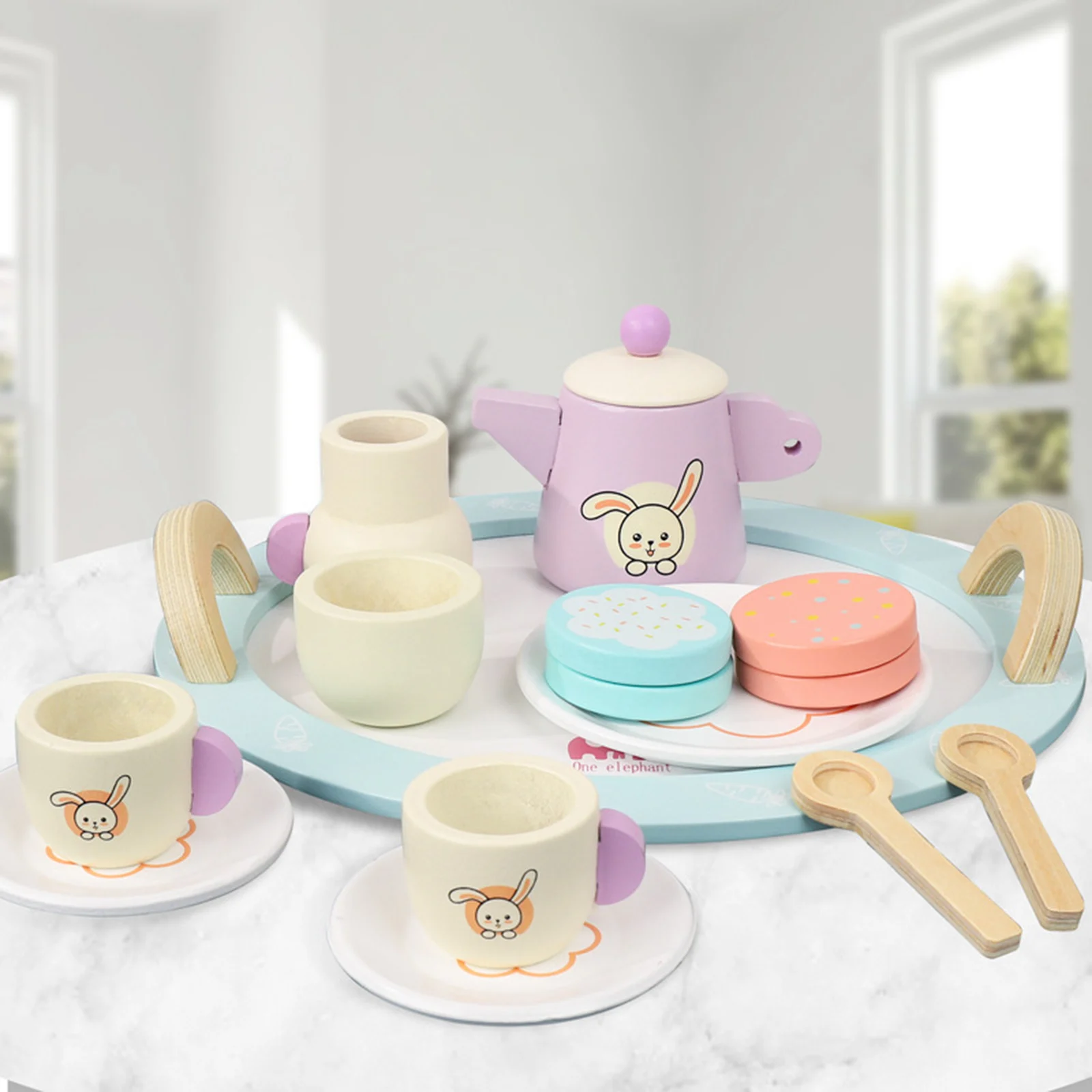 Wooden Tea Party/Cake Set Toy Pretend Play Food Learning Role Play Game Early Educational Toys For Toddlers Girls Boys Kids Gifts