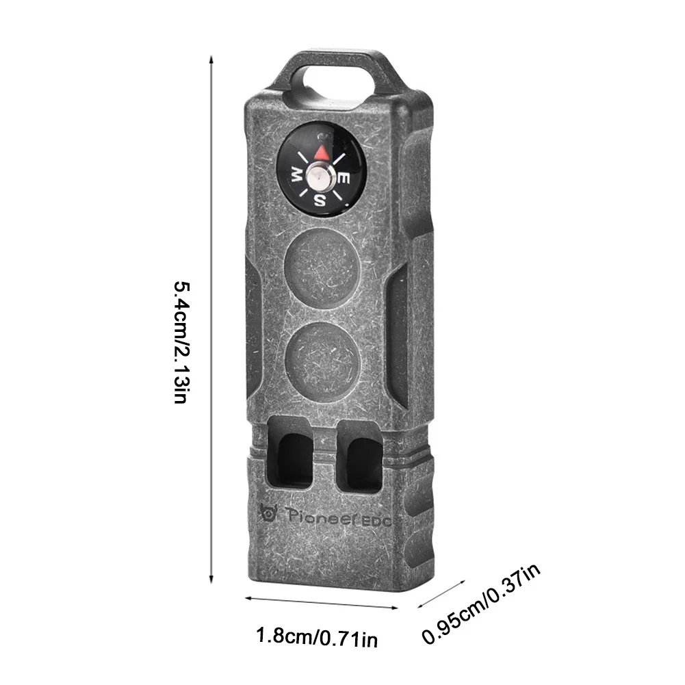 Compass Survival Whistle 2-in-1 Double-Barrel Outdoor Wilderness Adventure High Pitch Decibel Alloy Whistle EDC Extended Design