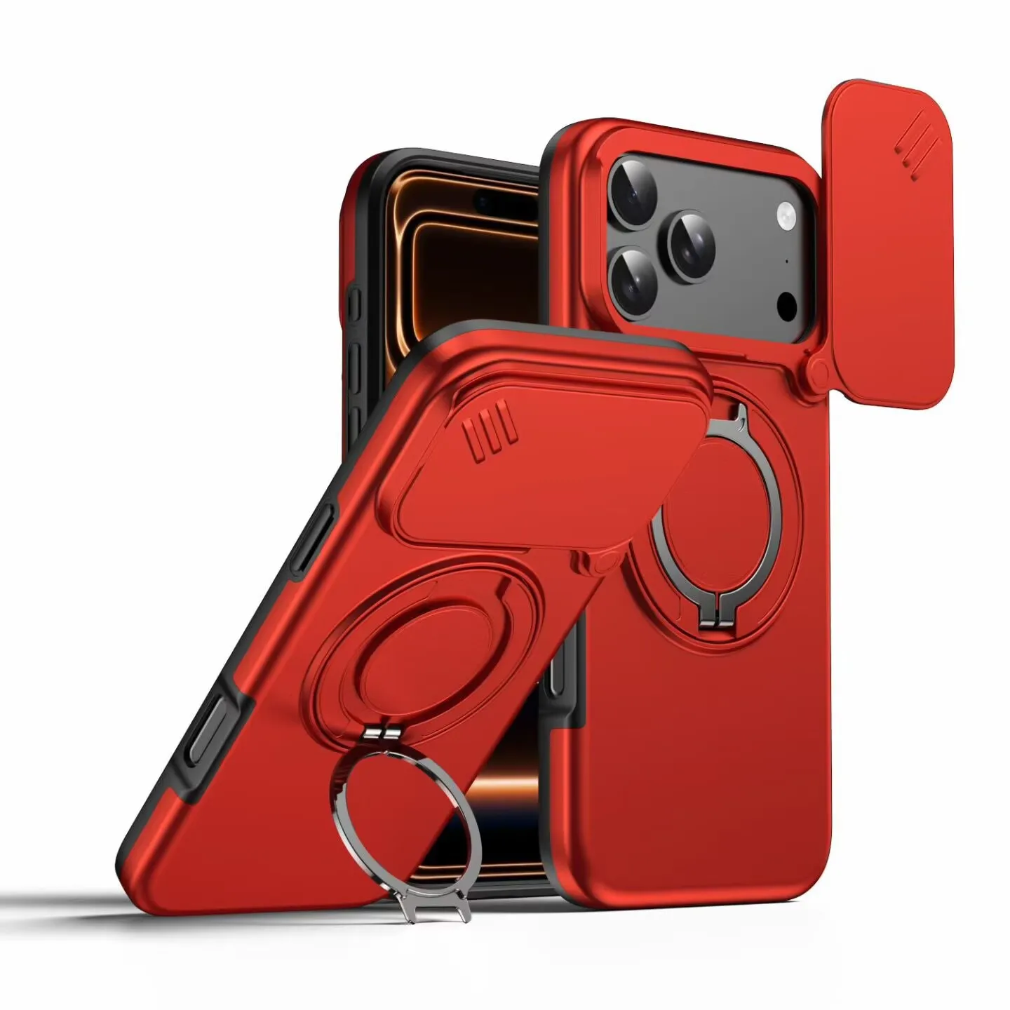 Heavy Duty Rugged Armor Magnetic Case with Slide Camera Protection and Bracket