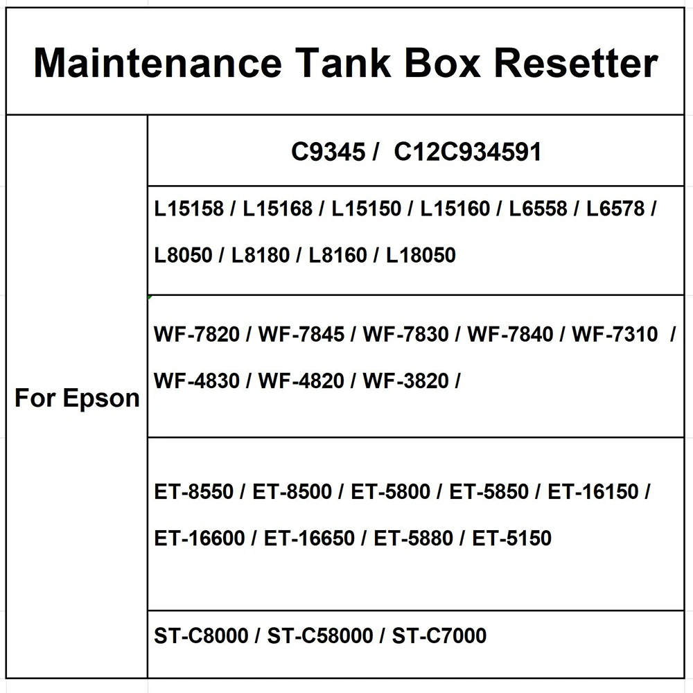 Battery Version C9345 Maintenance Tank Chip Resetter for Epson T-8550 ET-8500 ET-16000 L8050 L15158 L15168 L15150 L15160 6558 maintenance box chip resetter
