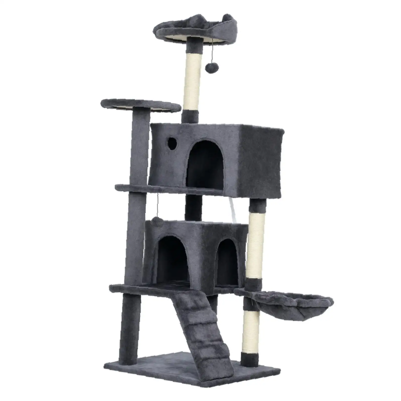Cat Tower Large 140cm Sisal Post Climbing House Condo Perches Hammock Multi Level Cat Furniture for Home Indoor Kittens