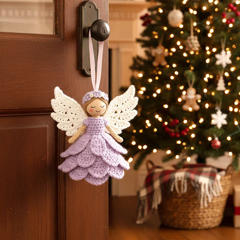 DIY Crochet Angel Ornament Handmade Yarn Craft Set Handwoven Material Kit Christmas Tree Decor Kit for Beginners Professionals
