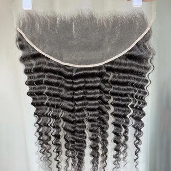 13x6 Deep Wave Frontal Human Hair 13 By 4 Frontal Natural Color Remy Hair Swiss Transparent Lace Hair 4x4 Closure Deep Wave 1