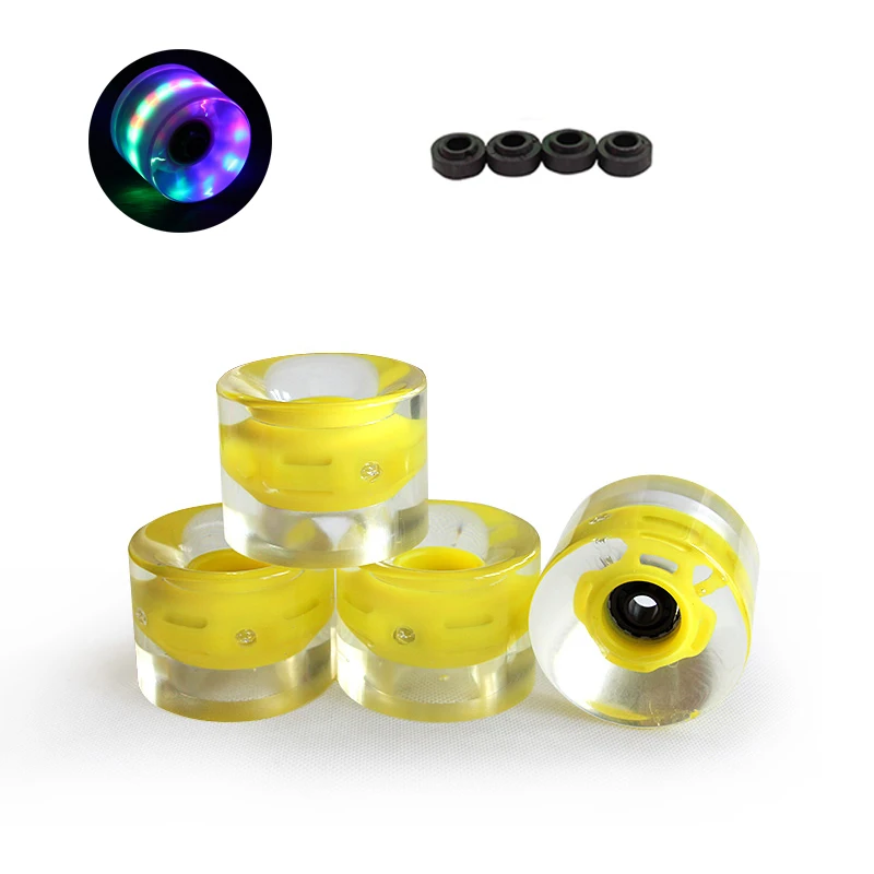 4pcs 60X45mm Led Skateboard wheels Pennyboard PU longboard wheels 78A soft fishboard wheels PU wearable wheels