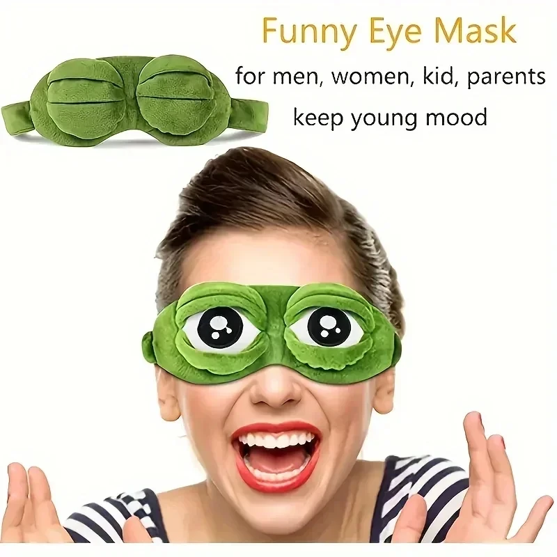 3D Sad Frog Sleep Mask Natural Sleeping Eyeshade Cover Shade Eye Patch Women Men Soft Portable Blindfold Travel Eyepatch 2