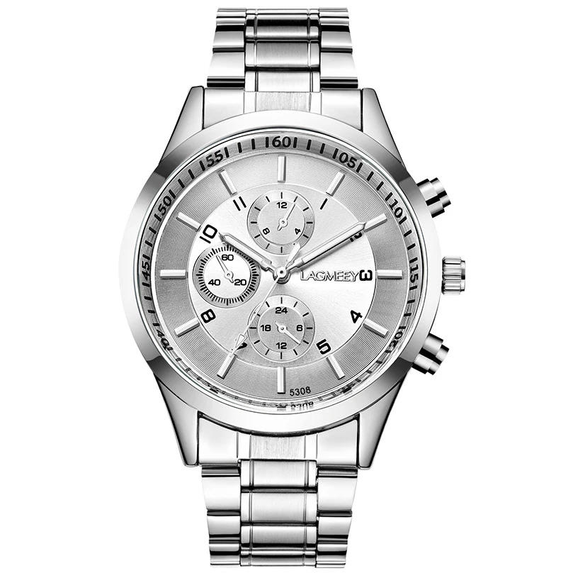 Sleek Black Steel Men's Waterproof Sport Watch