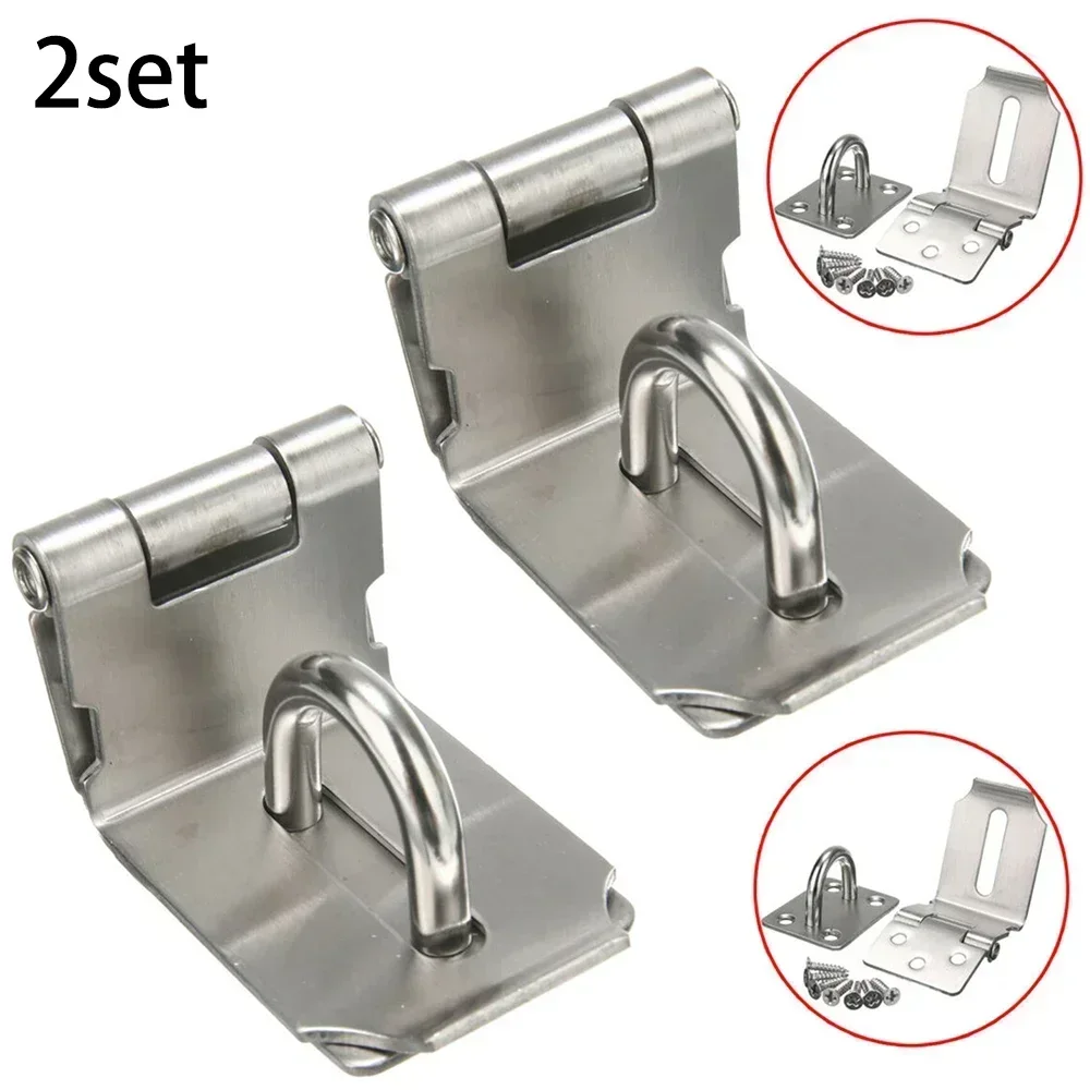 Padlock Hasp 90 Degrees Stainless Steel Hasp Gate Shed Latch Lock Home Safety Door Clasp Lock Anti-theft Plate Buckle gate door lock