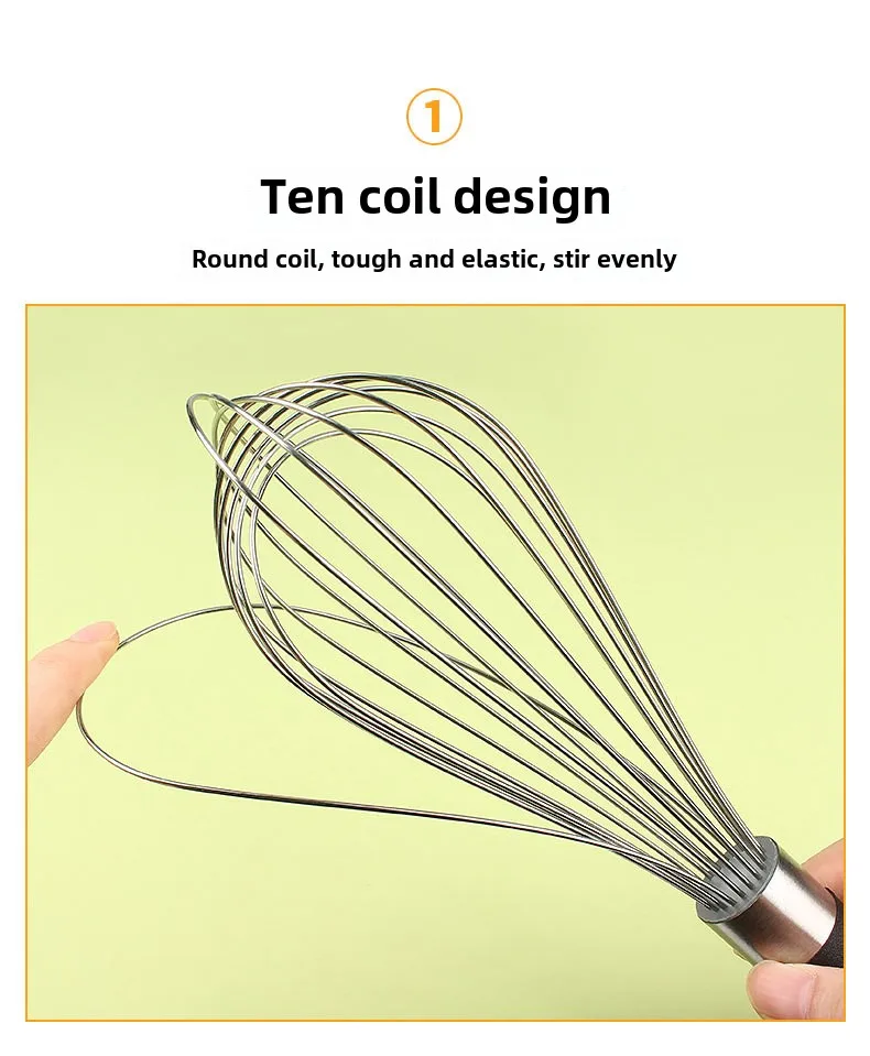 Description Picture 3 of itemCross-border 10-inch stainless steel egg beater 12-inch manual mixer cream beater cake cream whisk baking,