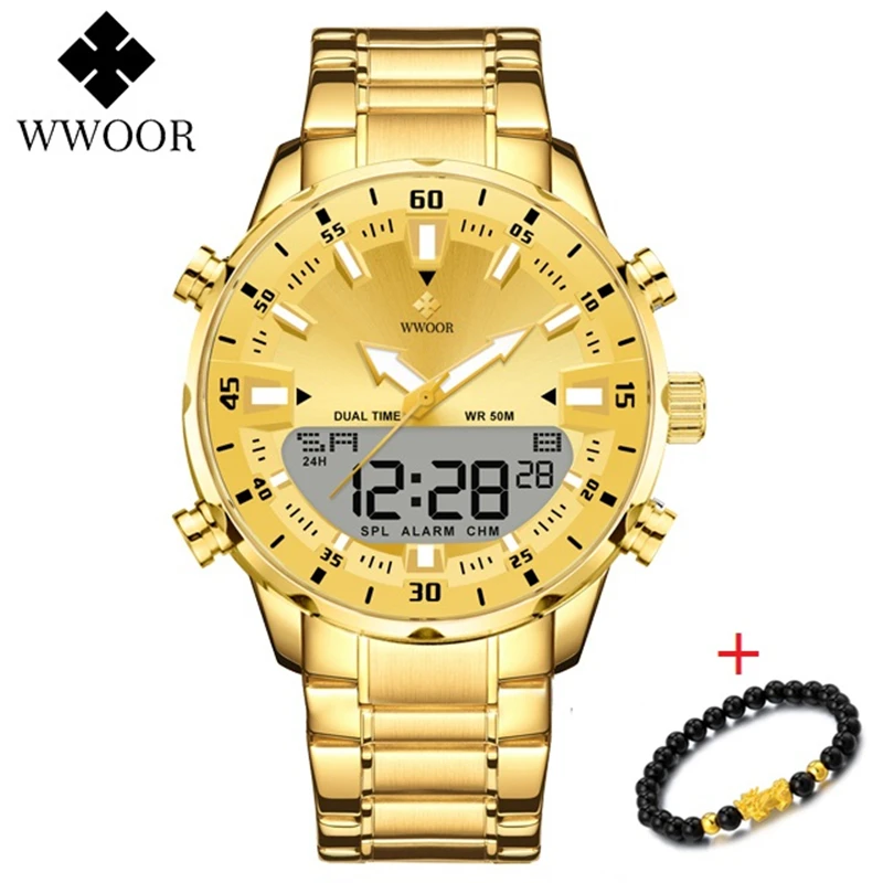 

WWOOR LED Military Watch Men Luxury Original Sports Chronograph Watches ​Waterproof Clock Quartz Wristwatches Relogio Masculino
