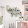 2-Tier Floating Dinosaur Kids Bookshelf Wall-Mounted Nursery Book Shelf 6
