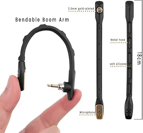 Omnidirectional Hifi Microphone Compatible for Logitech Astro A40 Gaming Headset Bendable Mic Replacement Earphone accessories