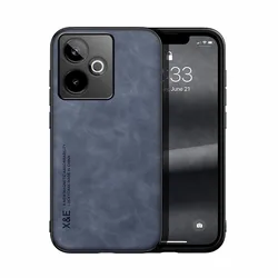 ELVEV Vintage Durable PU Leather Magnetic Phone Case in Skin - feeling Finish - Realme GT 7T (Blue)
