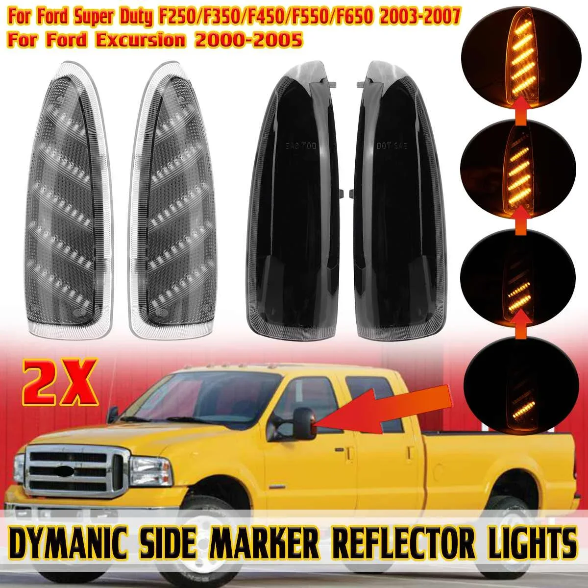

2 шт., боковые зеркальные габаритные огни для Ford F250 F350 2003-2007