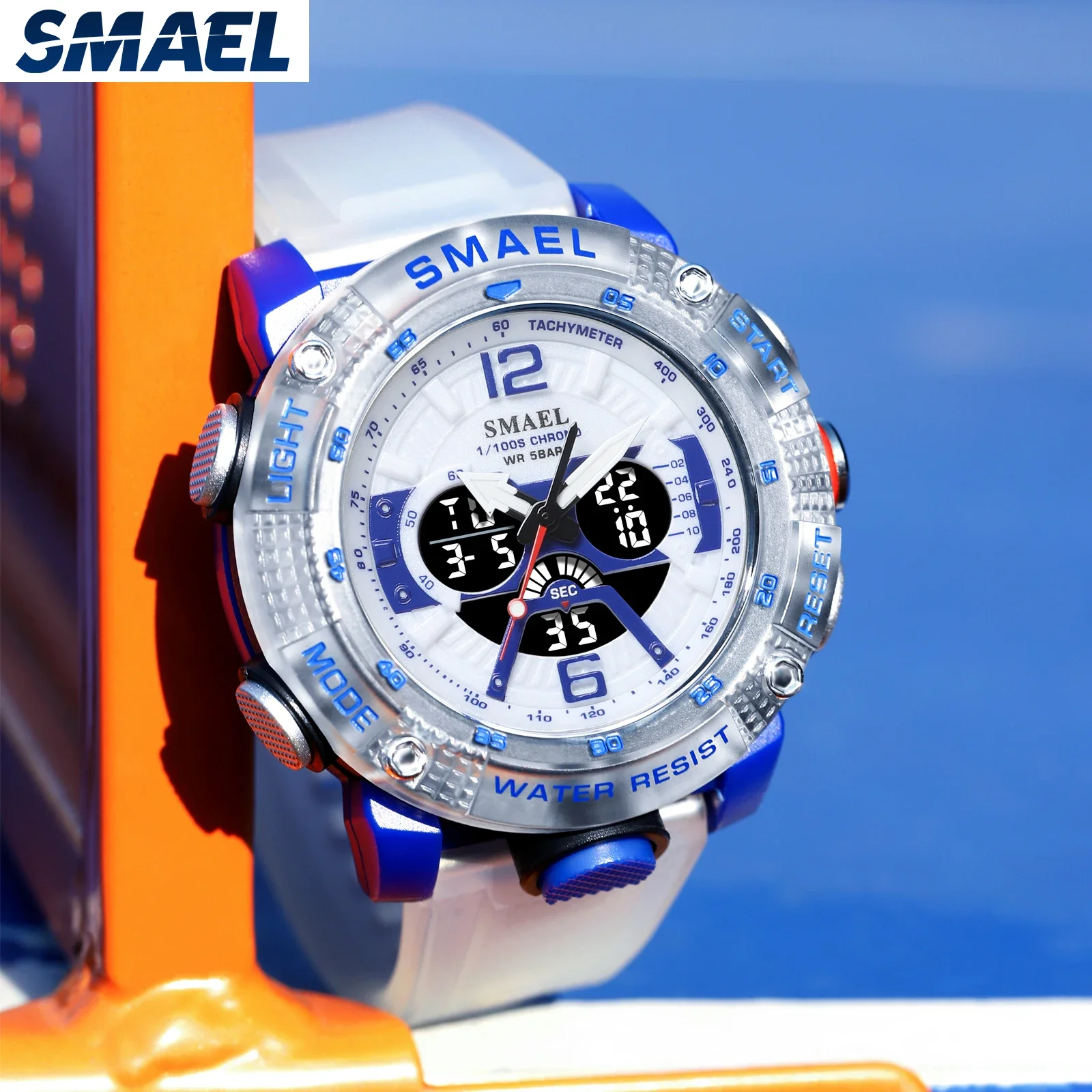 

SMAEL Leisure Waterproof Watch Digital Dual Display Outdoor Sports Multi functional Night Glow Men's Watch 8058